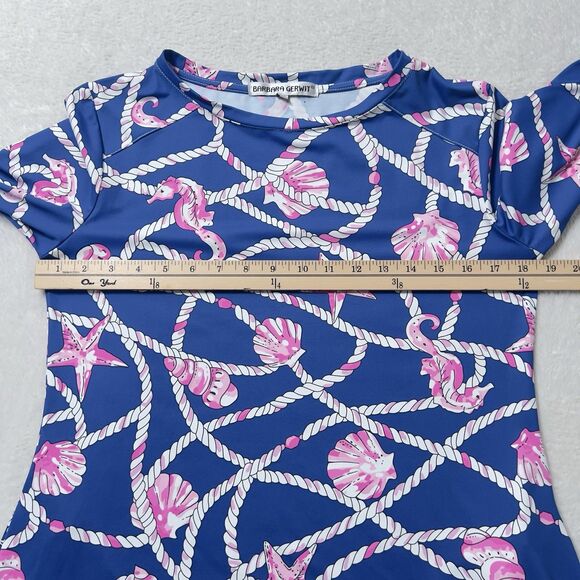Barbara Gerwit Shift Mini Dress Womens Sz M Blue Seashell Nautical Print - Picture 6 of 10
